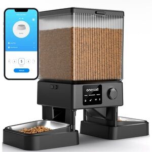 oneisall Automatic Cat Feeder with WiFi, Automatic Cat Food Dispenser for 2 Cats